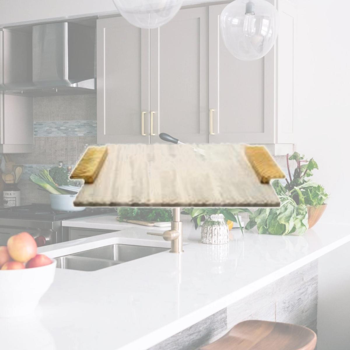 Picture of Classic Touch MCT042 Grey Marble Challah Tray with Gold Embossed Handles - 16 x 11 in.