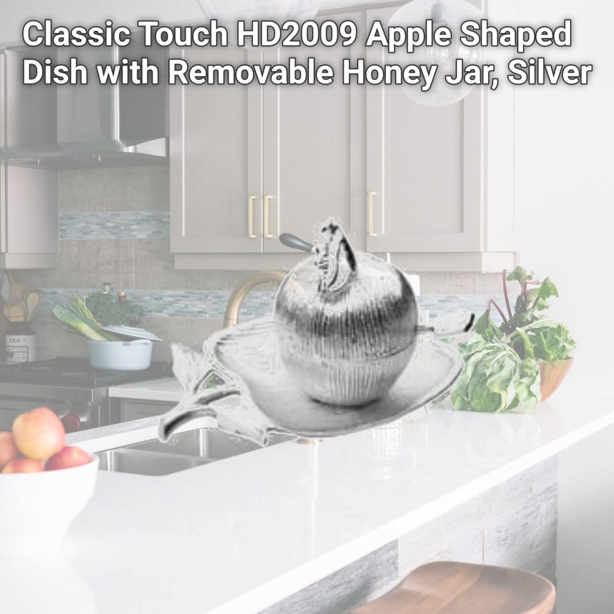 Picture of Classic Touch HD2009 Apple Shaped Dish with Removable Honey Jar, Silver