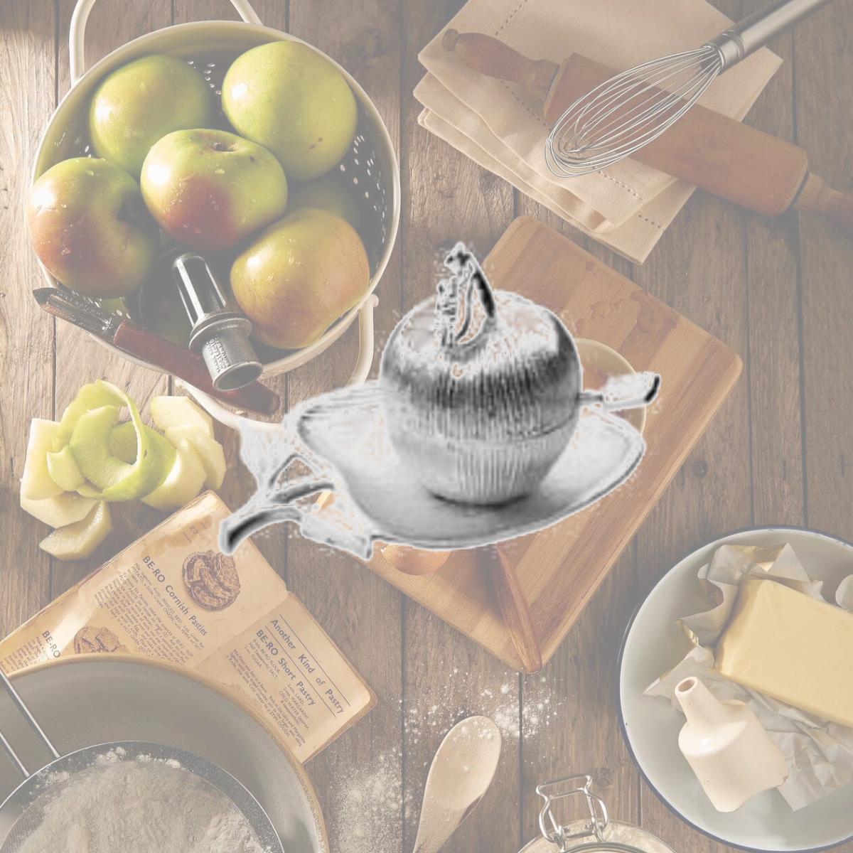 Picture of Classic Touch HD2009 Apple Shaped Dish with Removable Honey Jar, Silver
