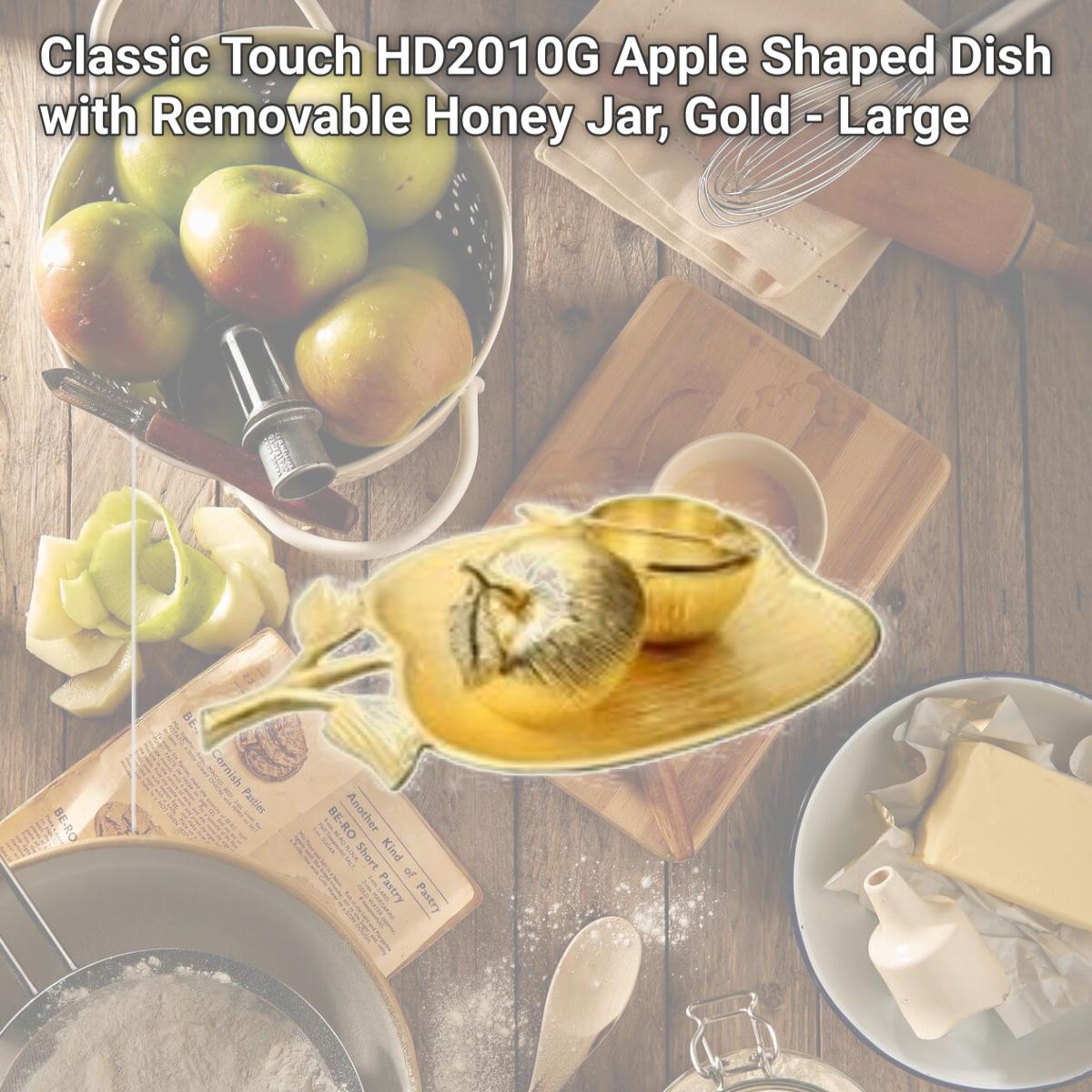 Picture of Classic Touch HD2010G Apple Shaped Dish with Removable Honey Jar, Gold - Large