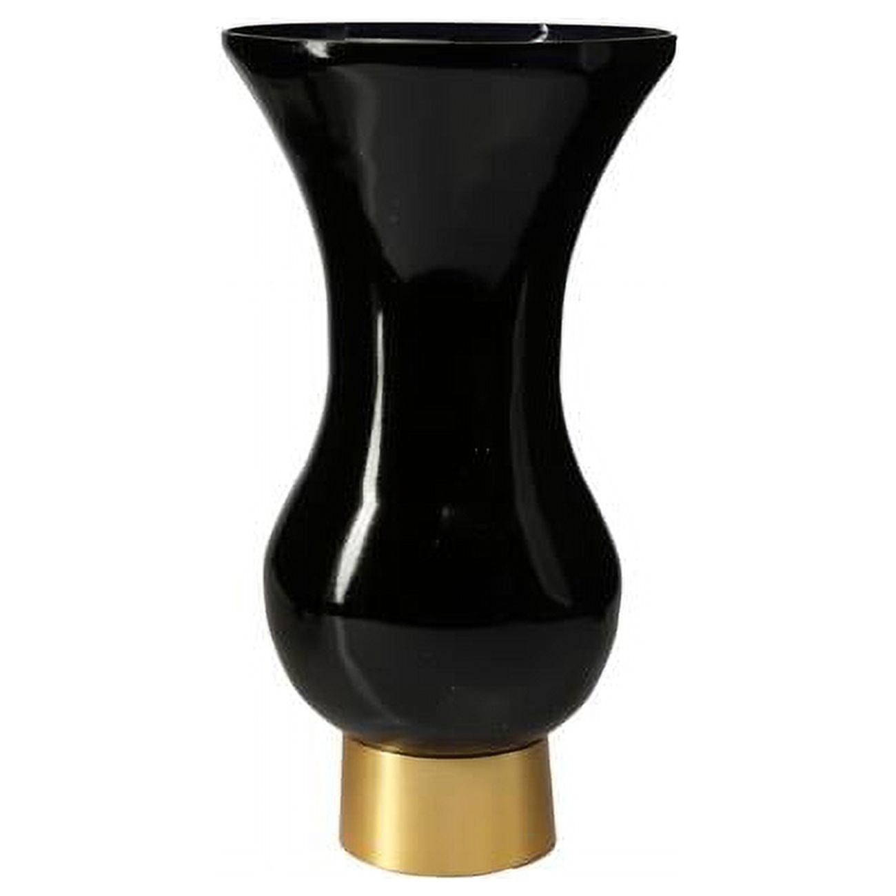 Classic Touch Crv822b S-shaped Glass Vase With Gold Base, Black