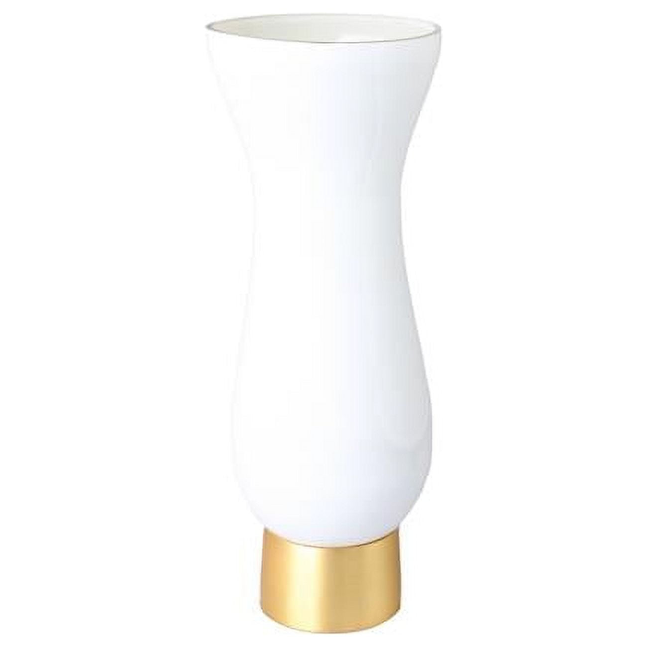 Classic Touch Crv823w Glass Vase With Gold Base, White