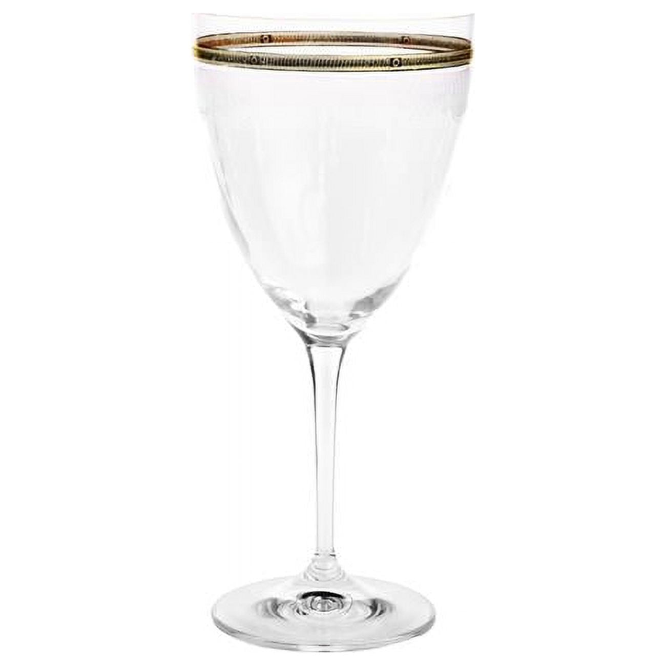 Classic Touch Cwg2023 Water Glasses With Gold Rim & Design - Set Of 6