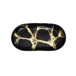 Classic Touch Md1078 Marbleized Oval Dish, Black & Gold