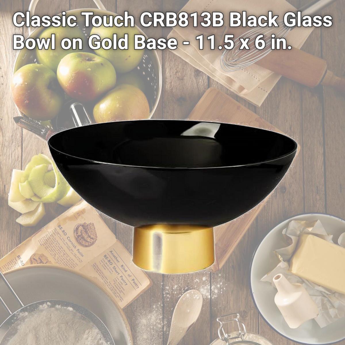 Picture of Classic Touch CRB813B Black Glass Bowl on Gold Base - 11.5 x 6 in.