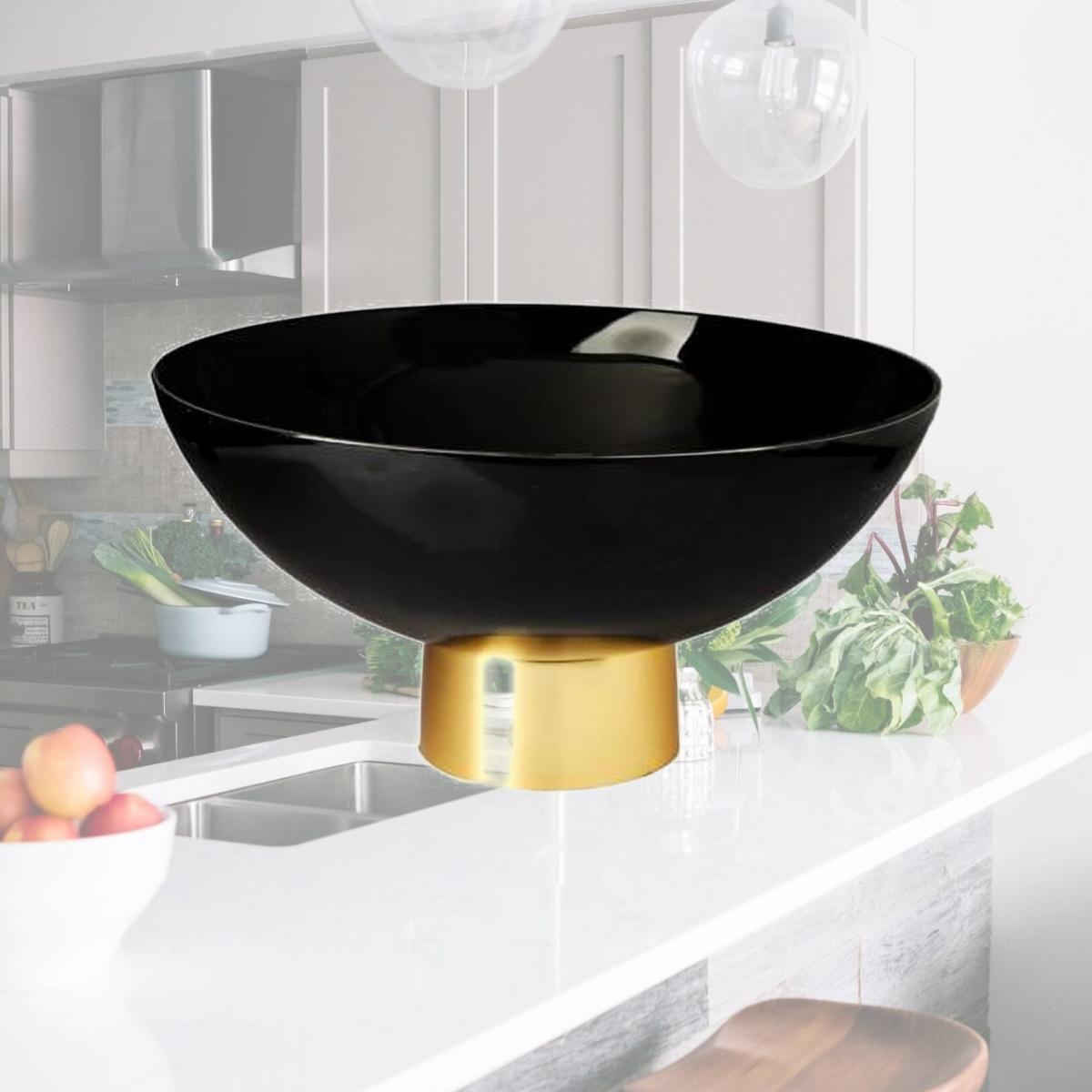 Picture of Classic Touch CRB813B Black Glass Bowl on Gold Base - 11.5 x 6 in.