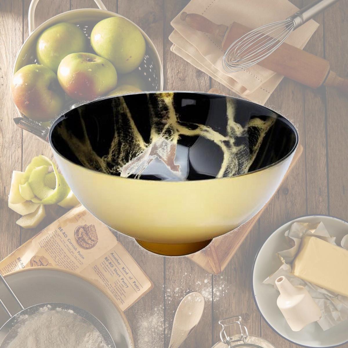 Picture of Classic Touch MB1083 10.5 in. Black & Gold Marbleized Footed Bowl