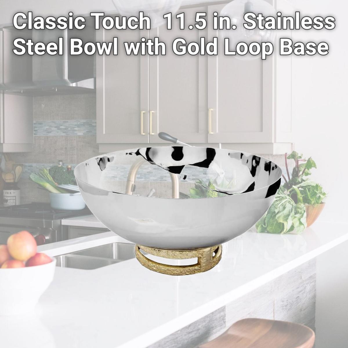 Picture of Classic Touch TPB1094 11.5 in. Stainless Steel Bowl with Gold Loop Base