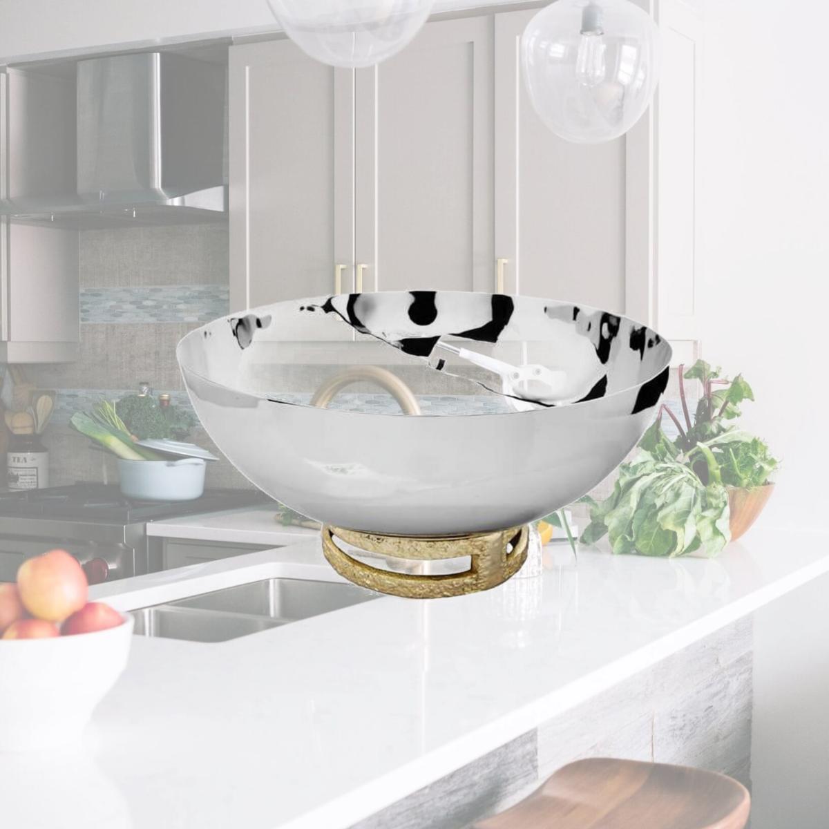 Picture of Classic Touch TPB1094 11.5 in. Stainless Steel Bowl with Gold Loop Base