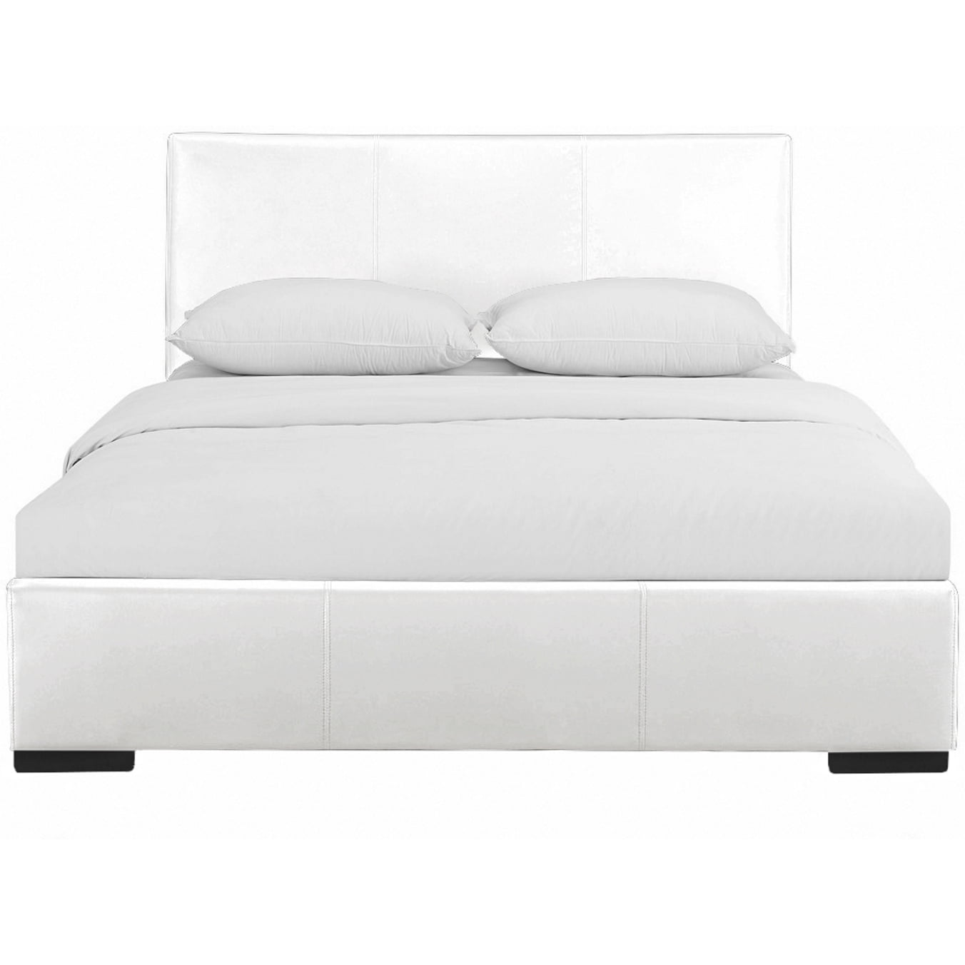 86344 In. Indes Upholstered Platform Bed, White, Queen Size - 85.4 X 63.4 X 34.8 In.