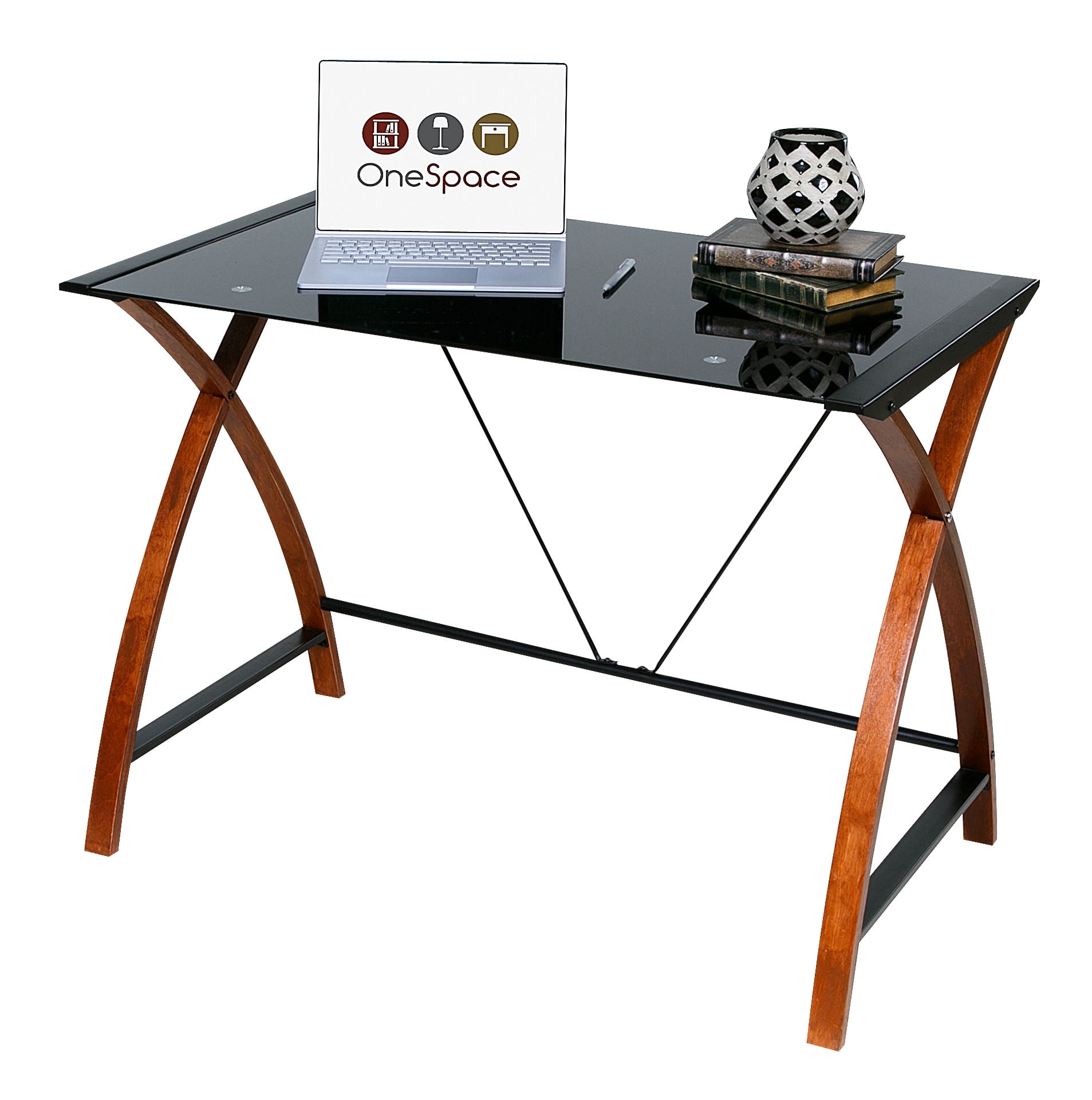 Glass & Wood Computer Desk