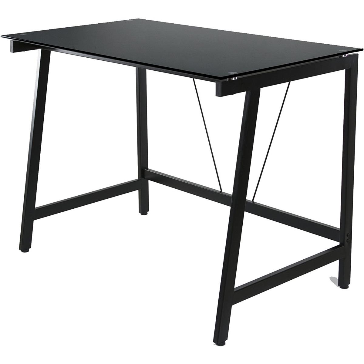 Comfort Products 50-hd0105 One Space Contemporary Glass Writing Desk, Steel Frame, Black - Pack Of 4