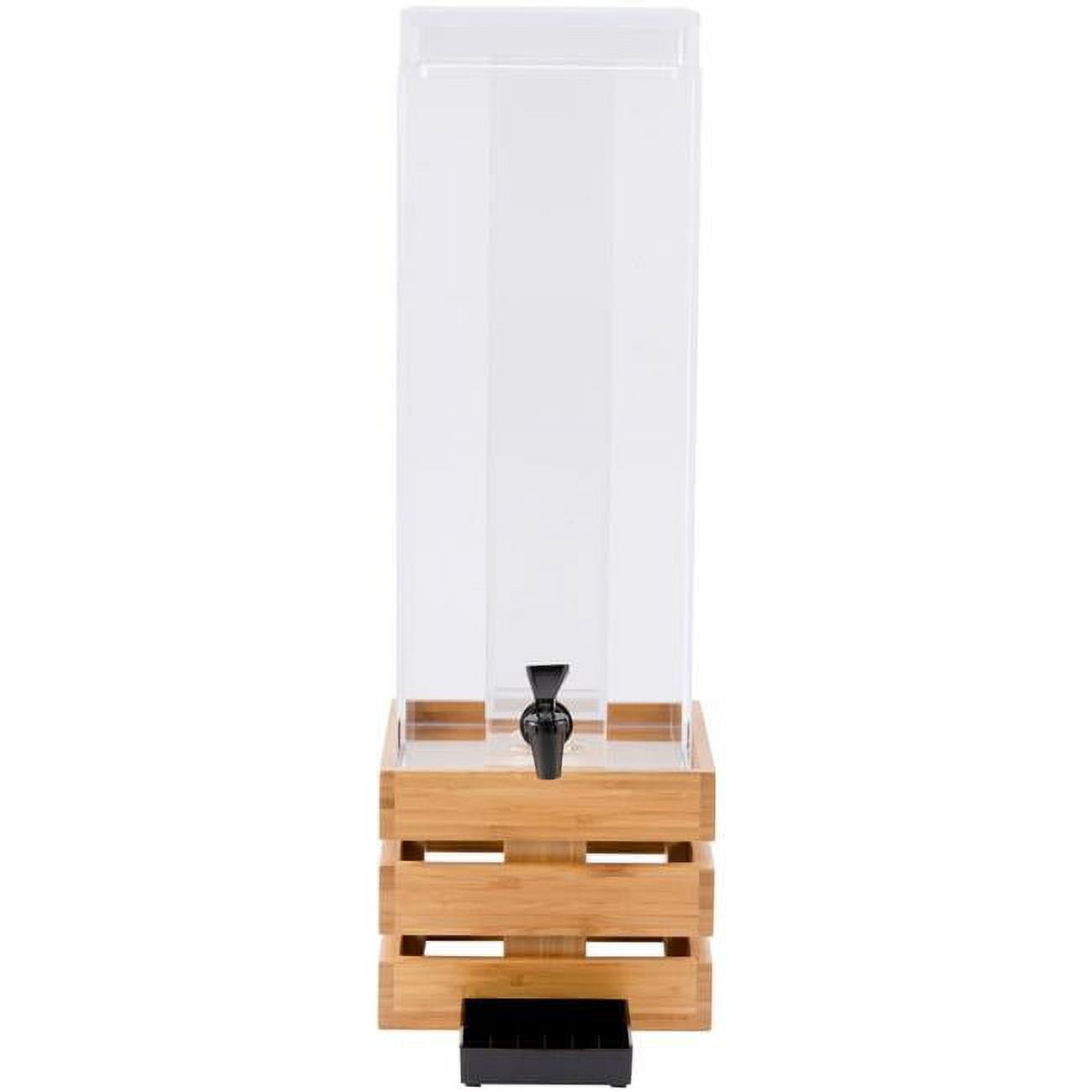3301-3-60 3 Gal Bamboo Ice Chamber Crate Beverage Dispenser - Brown & Clear