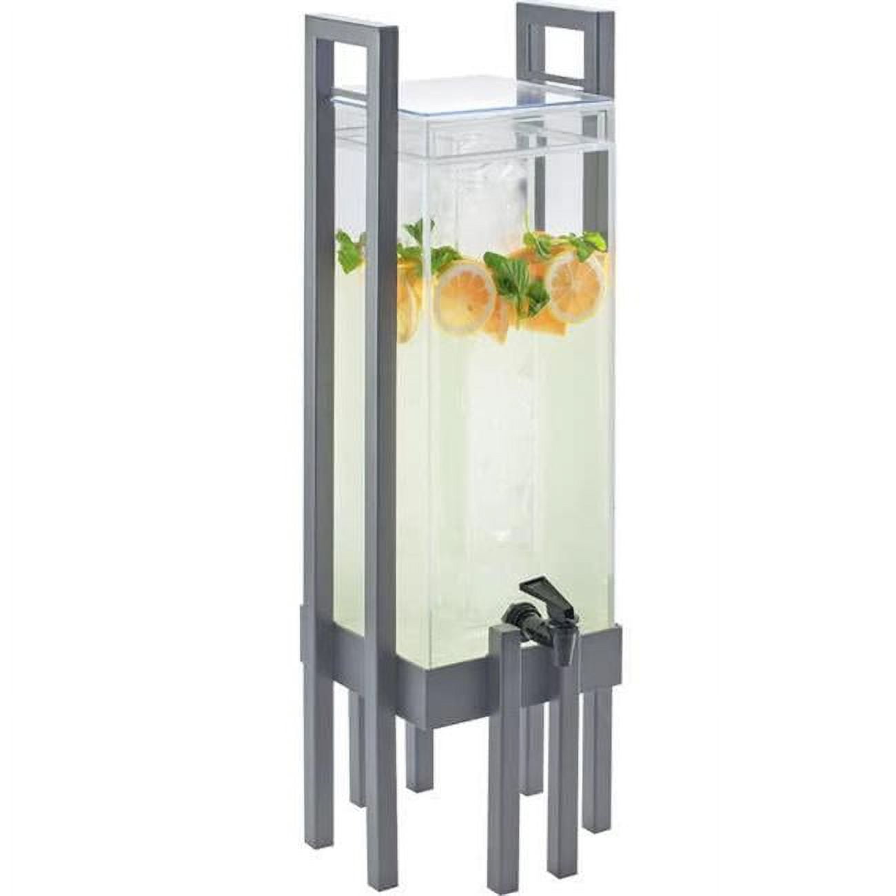 3302-3-74 3 Gal Silver Ice Chamber One By One Acrylic Beverage Dispenser With Handle - Clear & Silver