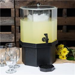972-1-17 1.5 Gal Octagon Beverage Dispenser - Charcoal - Black & Clear