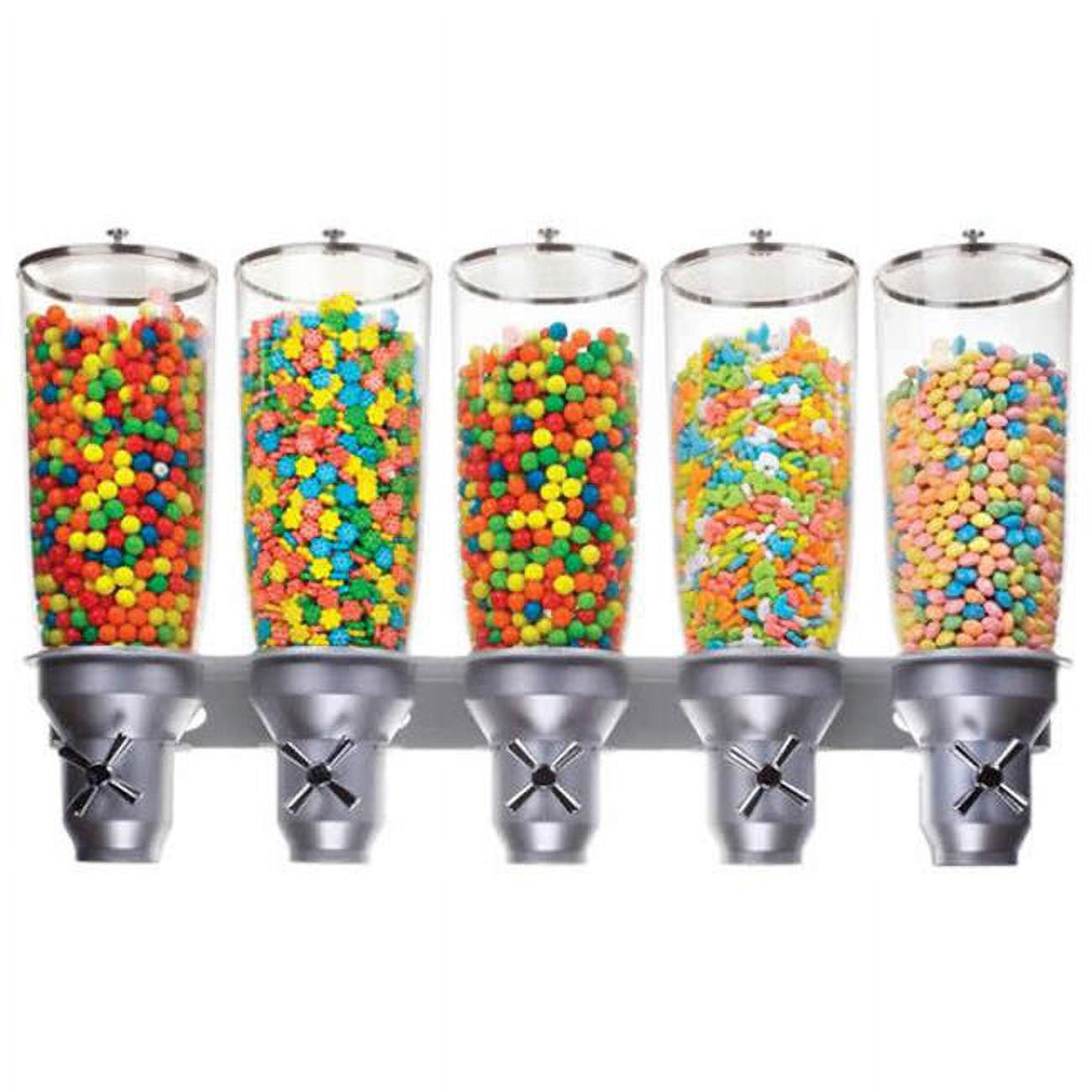 3518-5-39 5 Cylinder Cereal Dispenser With Mount - Silver