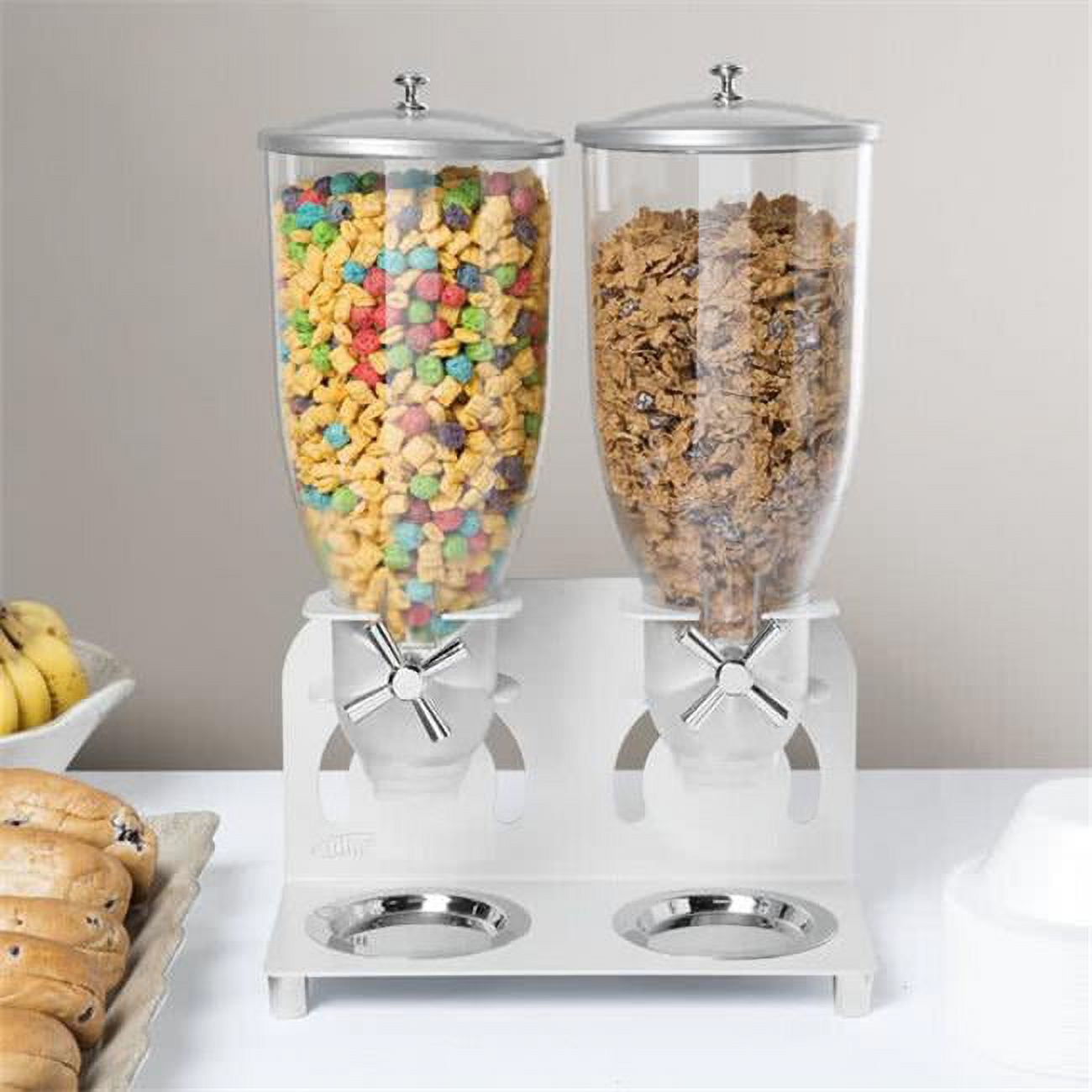 3510-2-39 2 Cylinder Cereal Dispenser - Silver