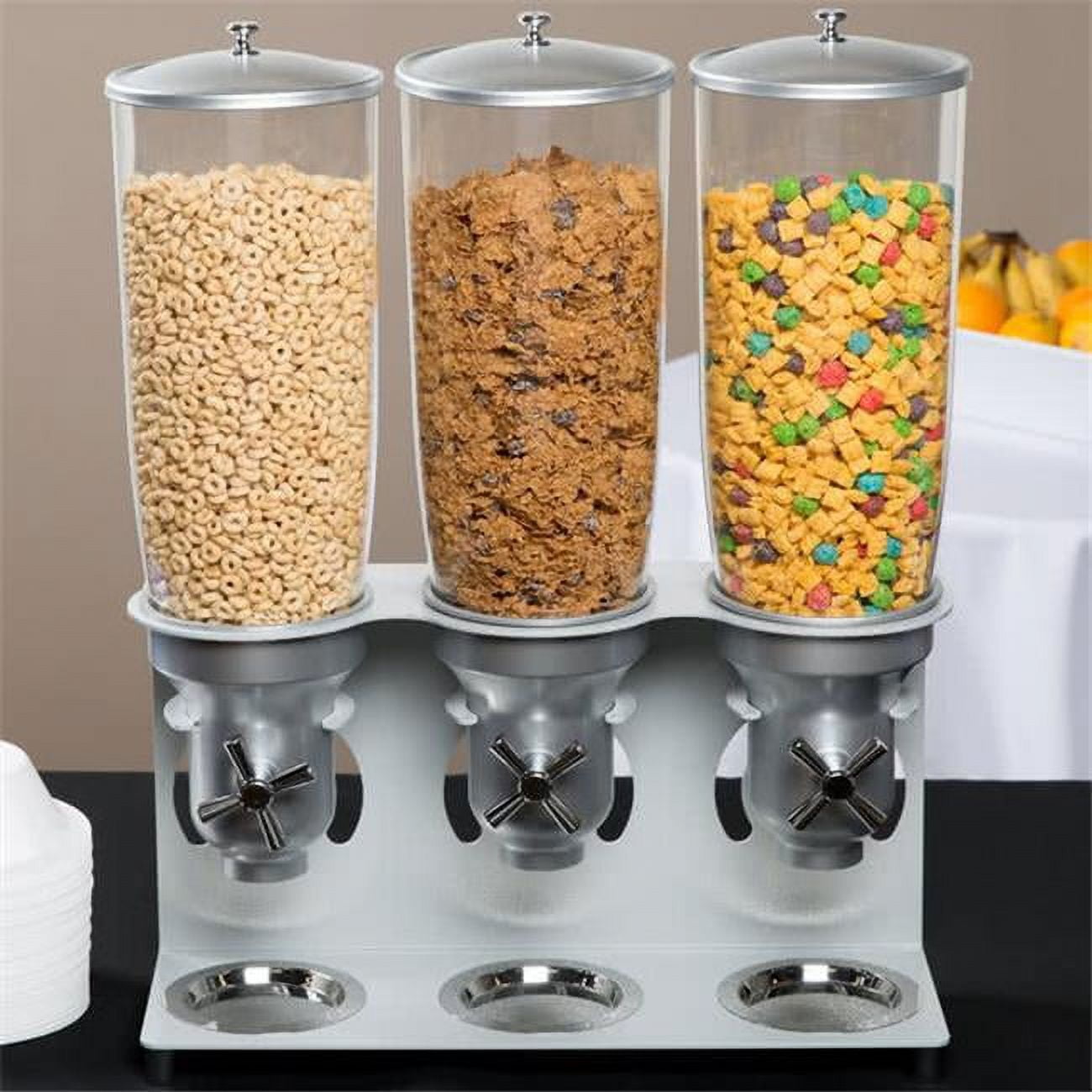 3517-3-39 3 Cylinder Cereal Dispenser - 6 In. - Silver