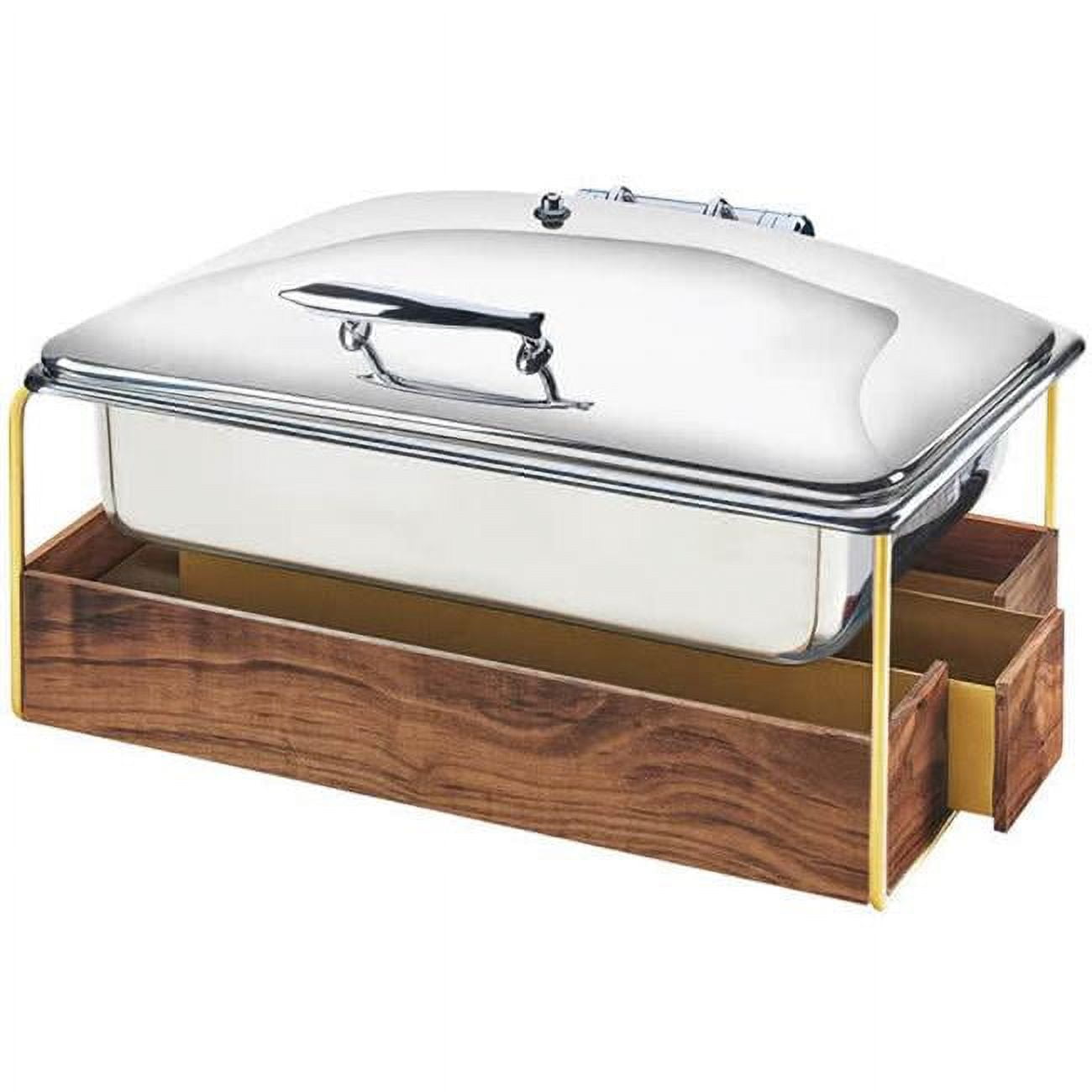 3705-46 12 x 20 in. Chafer with Lid - Brass - Silver