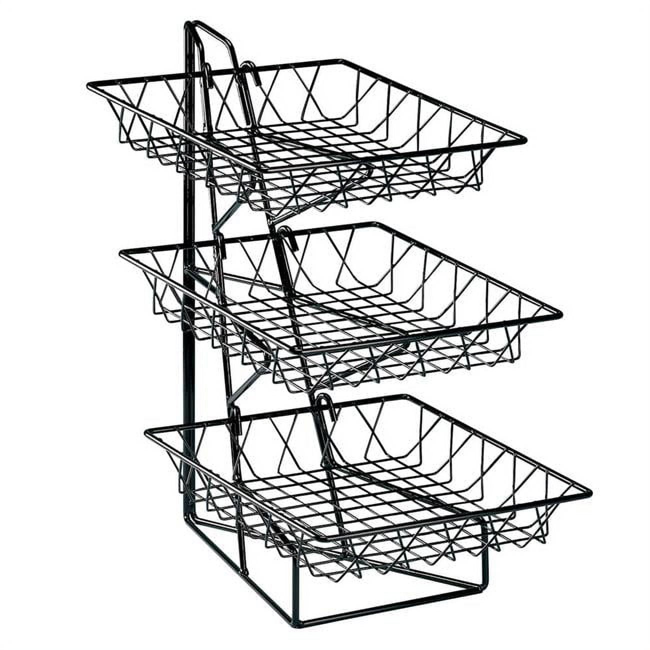 1293-3 3-tier Merchandiser With Square Wire Baskets - 12 X 19 X 20 In.