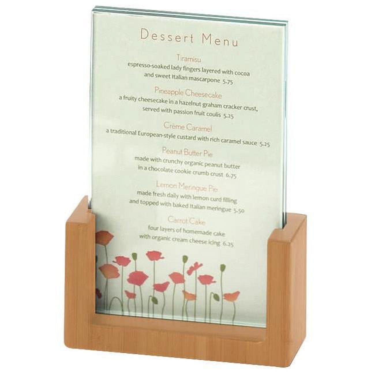 1510-46-60 U-style Menu & Card Holder With Bamboo Frame - 5 X 1.5 X 7 In.