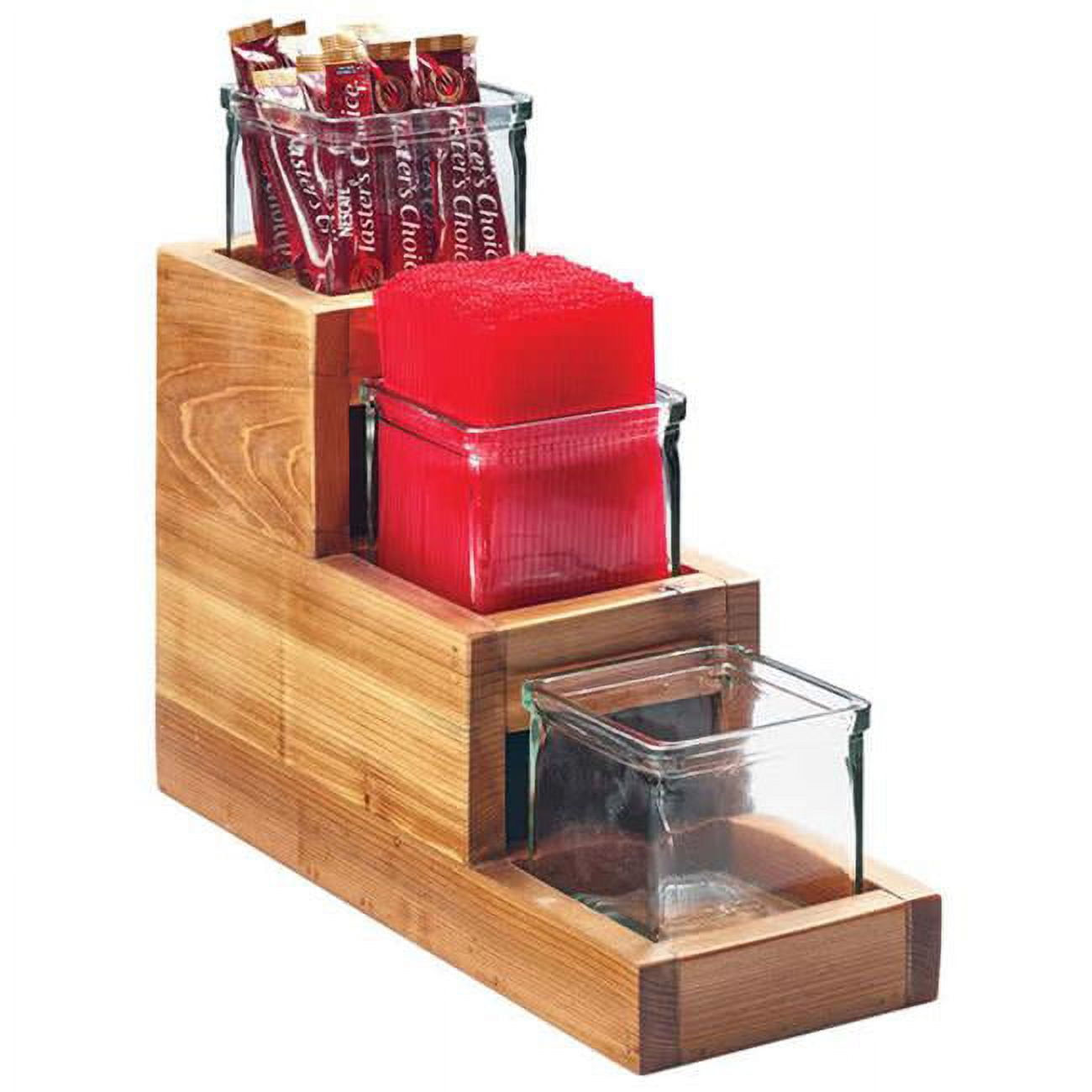 3612-4-99 3-step Madera Reclaimed Wood Display With 3 Glass Jars - 5.25 X 14.5 X 12.5 In.