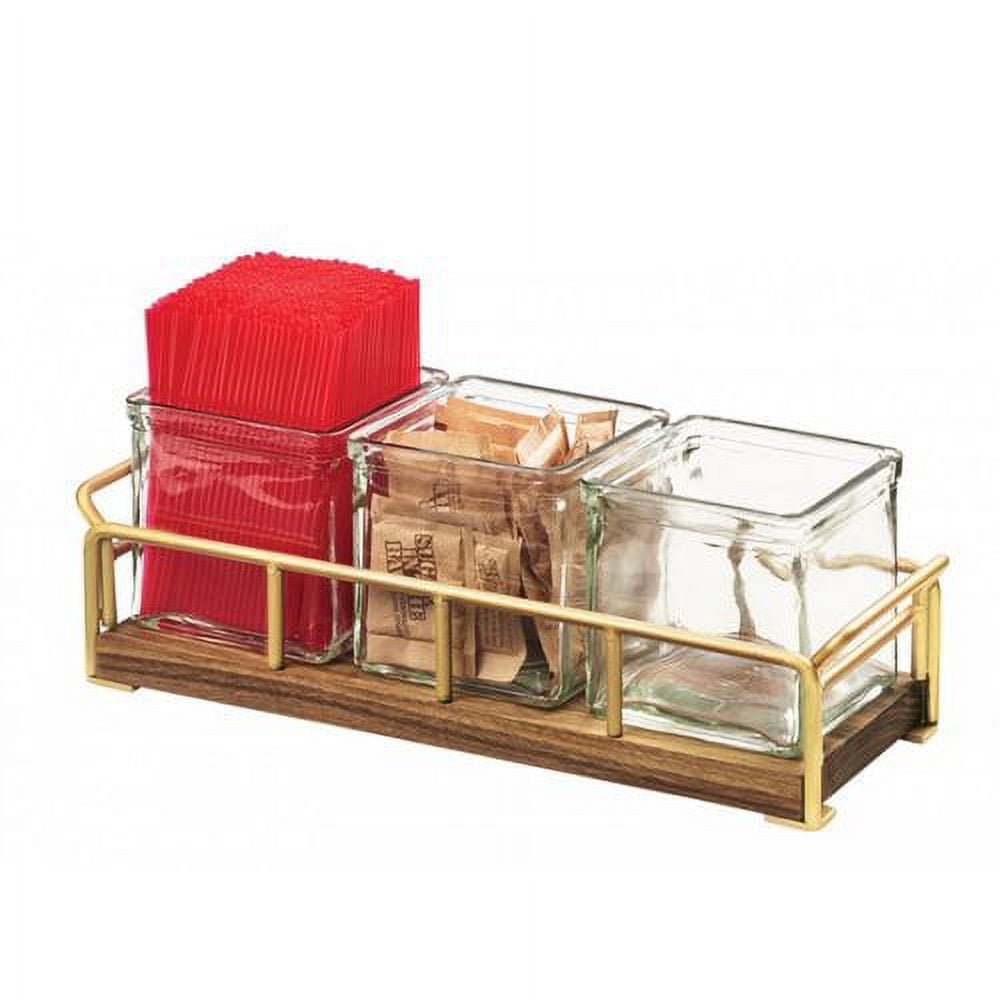 3714-99 Madera Reclaimed Wood Organizer With 3 Square Glass Jars - 13.5 X 4.5 X 4.75 In.