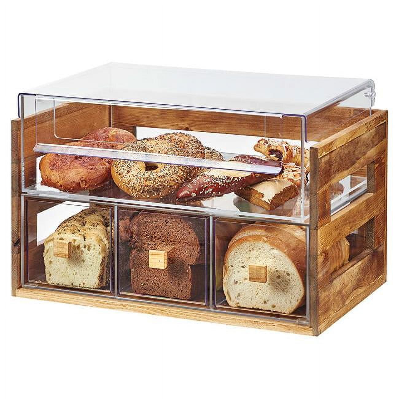 3624-99 Madera Reclaimed Wood 2 Tier Bread Display Case - 20.125 X 12.75 X 13.125 In.