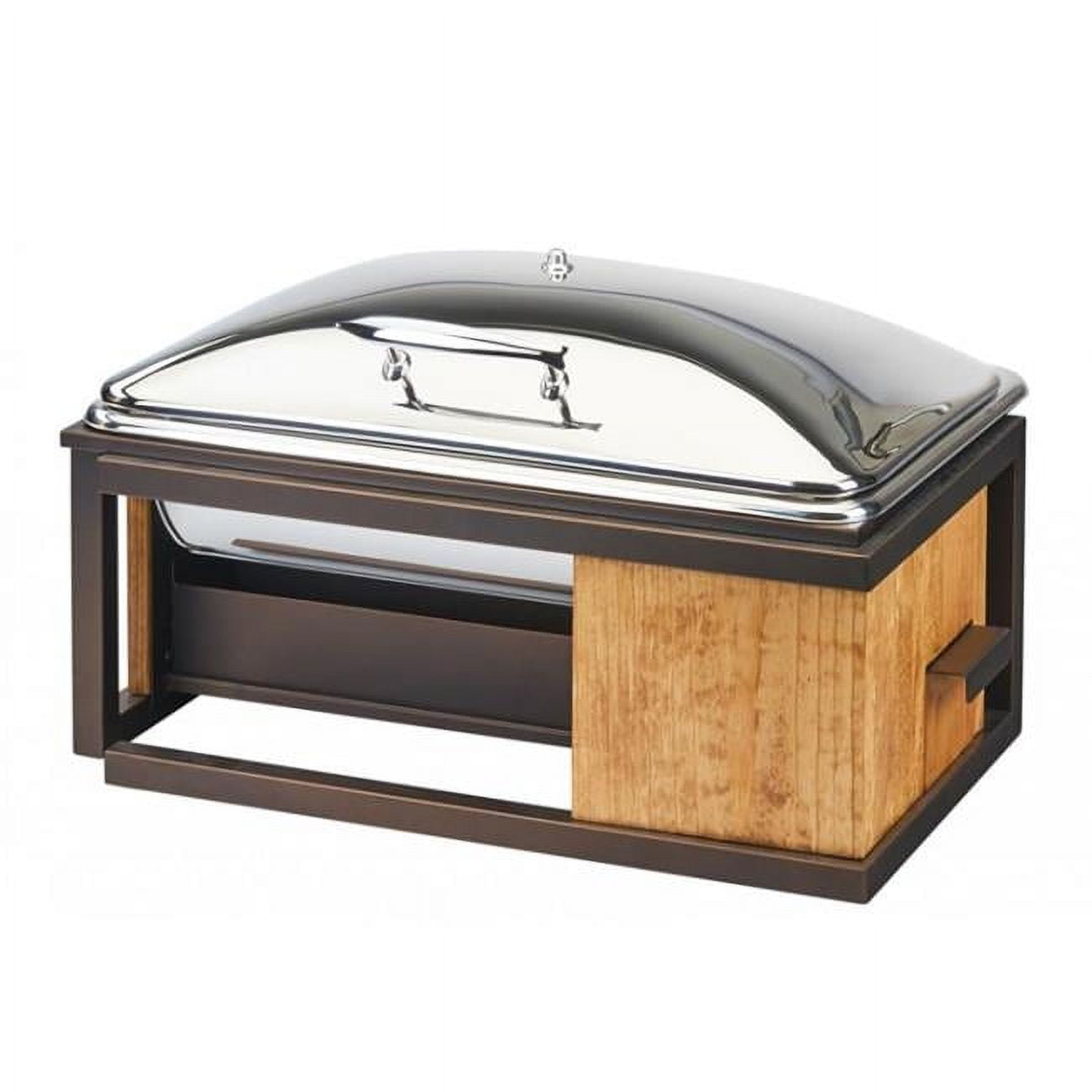 3907-84 Sierra Bronze Metal & Reclaimed Wood Full Size Chafer With Lid - 22 X 15 X 14 In.