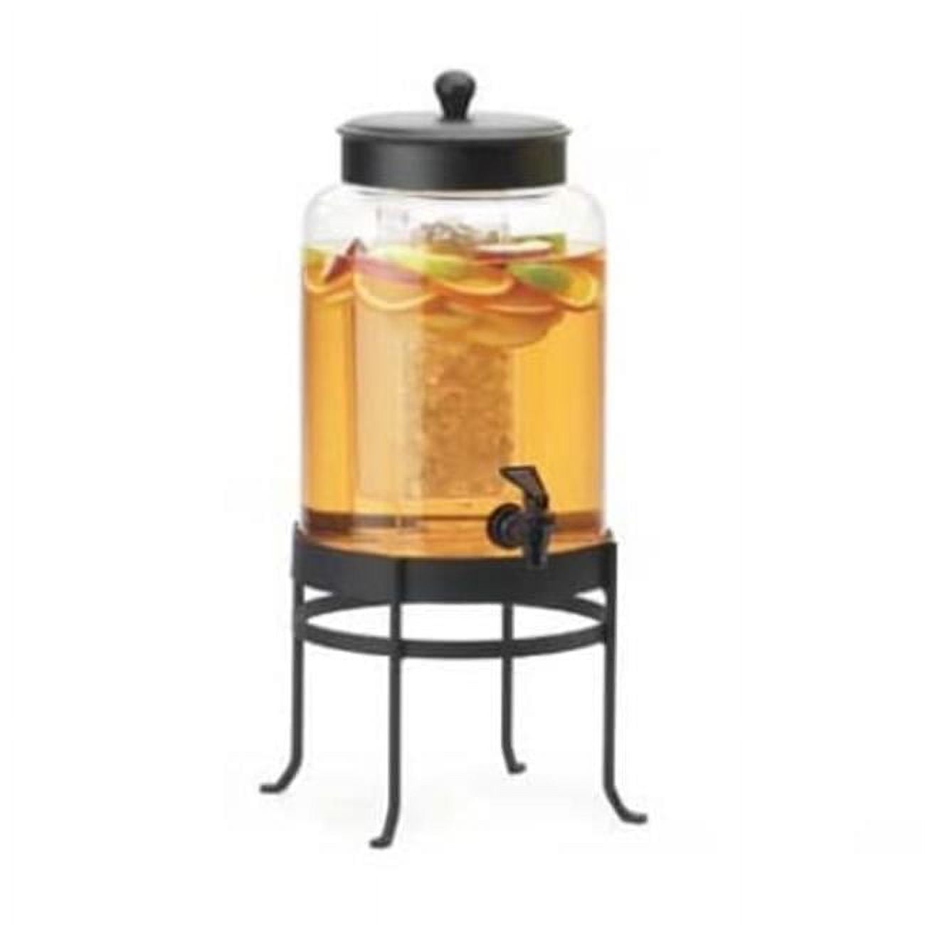 1580-2-13 2 Gal Black Soho Glass Beverage Dispenser With Ice Chamber - 10 X 12 X 20.5 In.