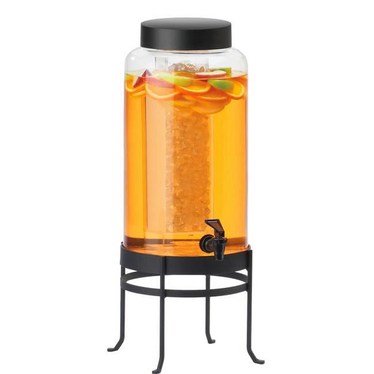 1580-3-13 3 Gal Black Soho Glass Beverage Dispenser With Ice Chamber - 10 X 12 X 24.5 In.