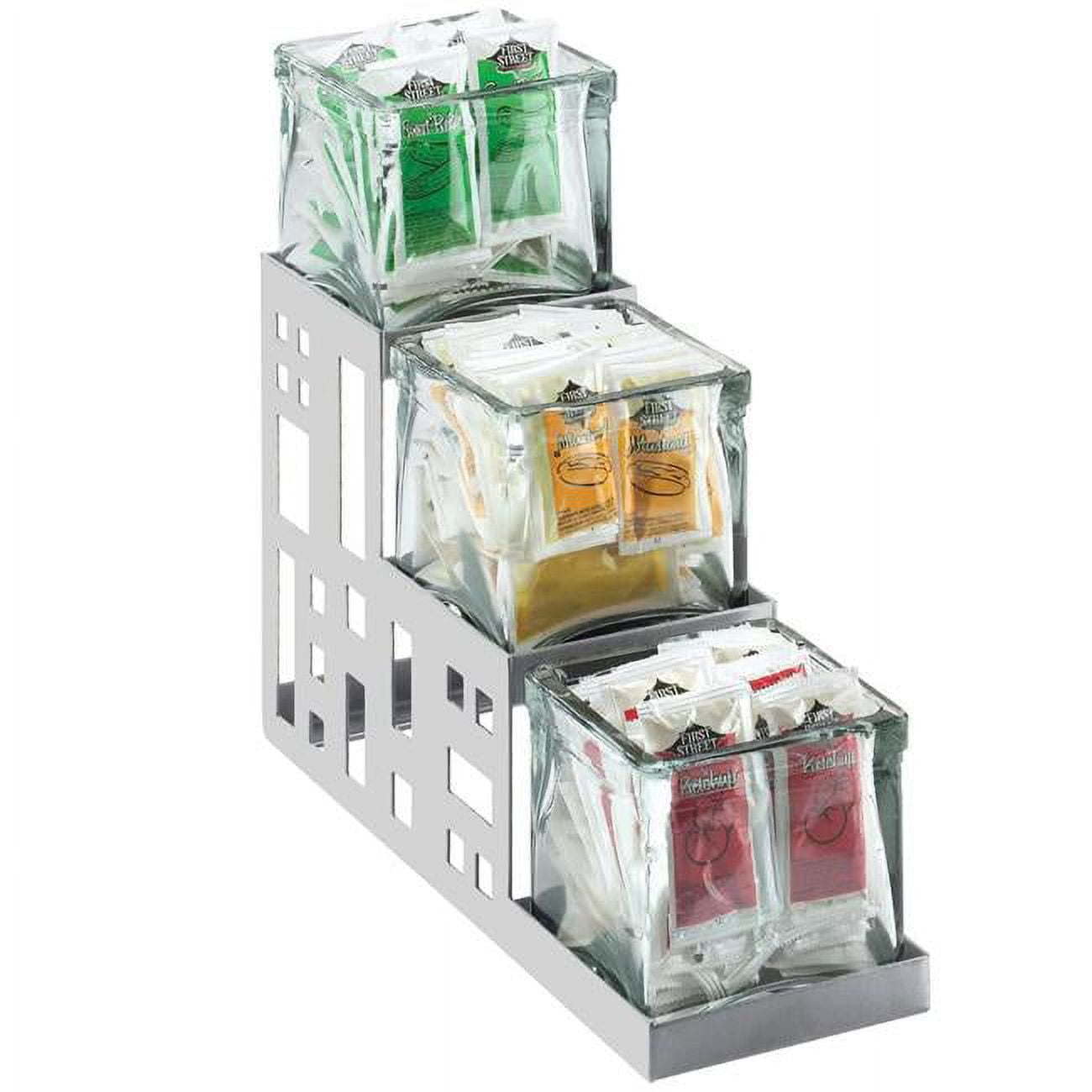 1604-55 Squared Stainless Steel 3 Jar Display - 4 X 12 X 10.5 In.