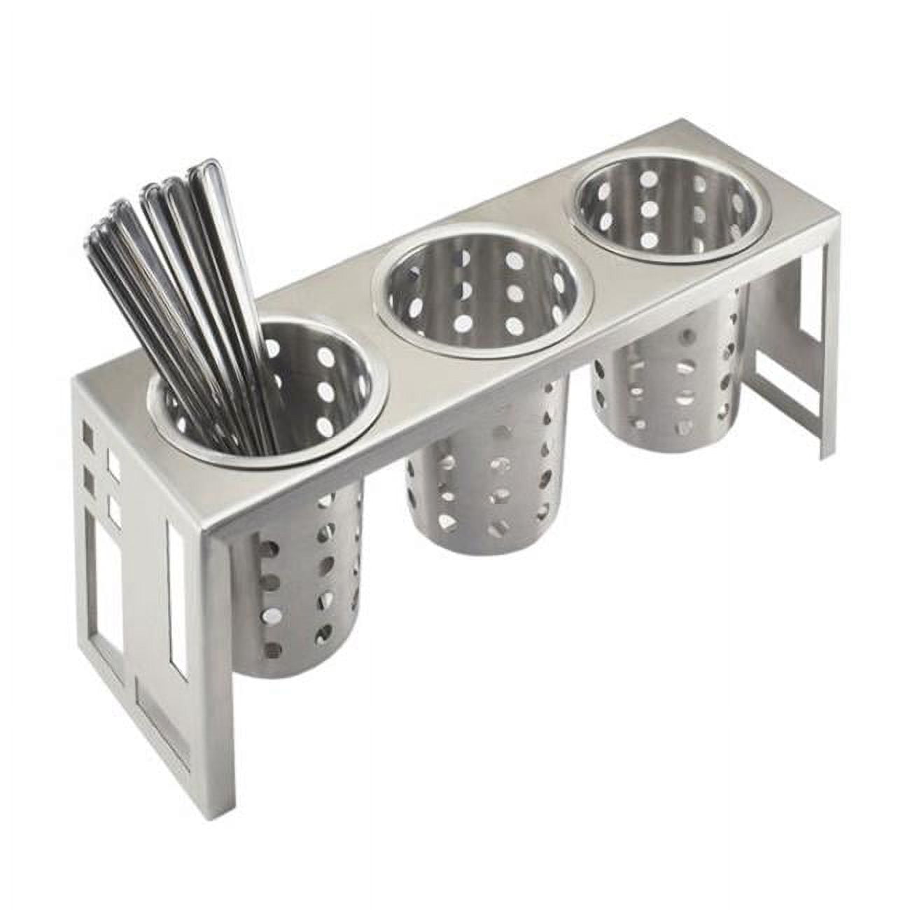 1608-55 Squared Stainless Steel 3 Cylinder Display - 16 X 5.125 X 6 In.