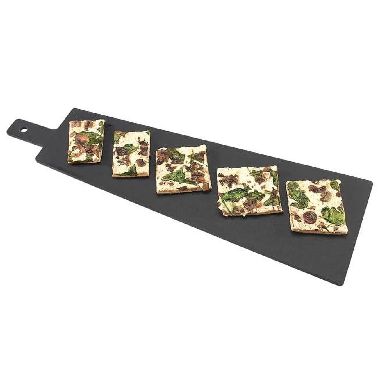 1535-16-13 Black Trapezoid Flat Bread Serving & Display Board With Handle - 15.625 X 8 X .25 In.