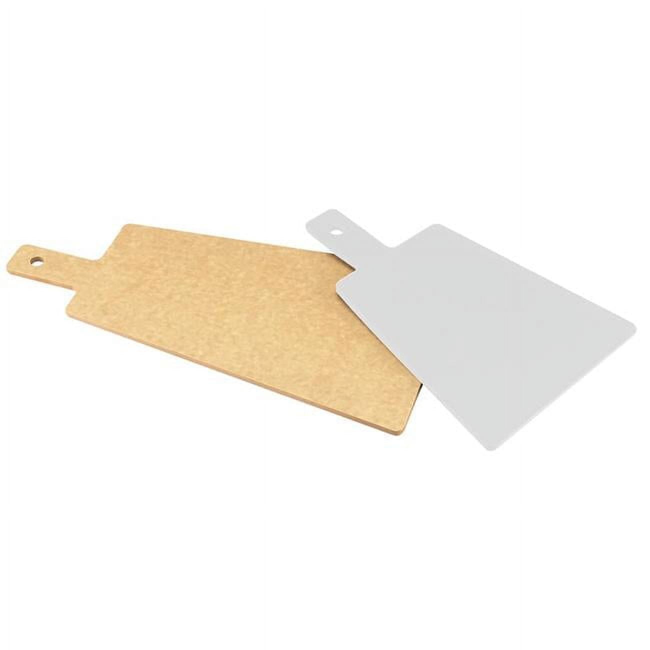 1535-16-14 Natural Trapezoid Flat Bread Serving & Display Board With Handle - 15.625 X 8 X .25 In.