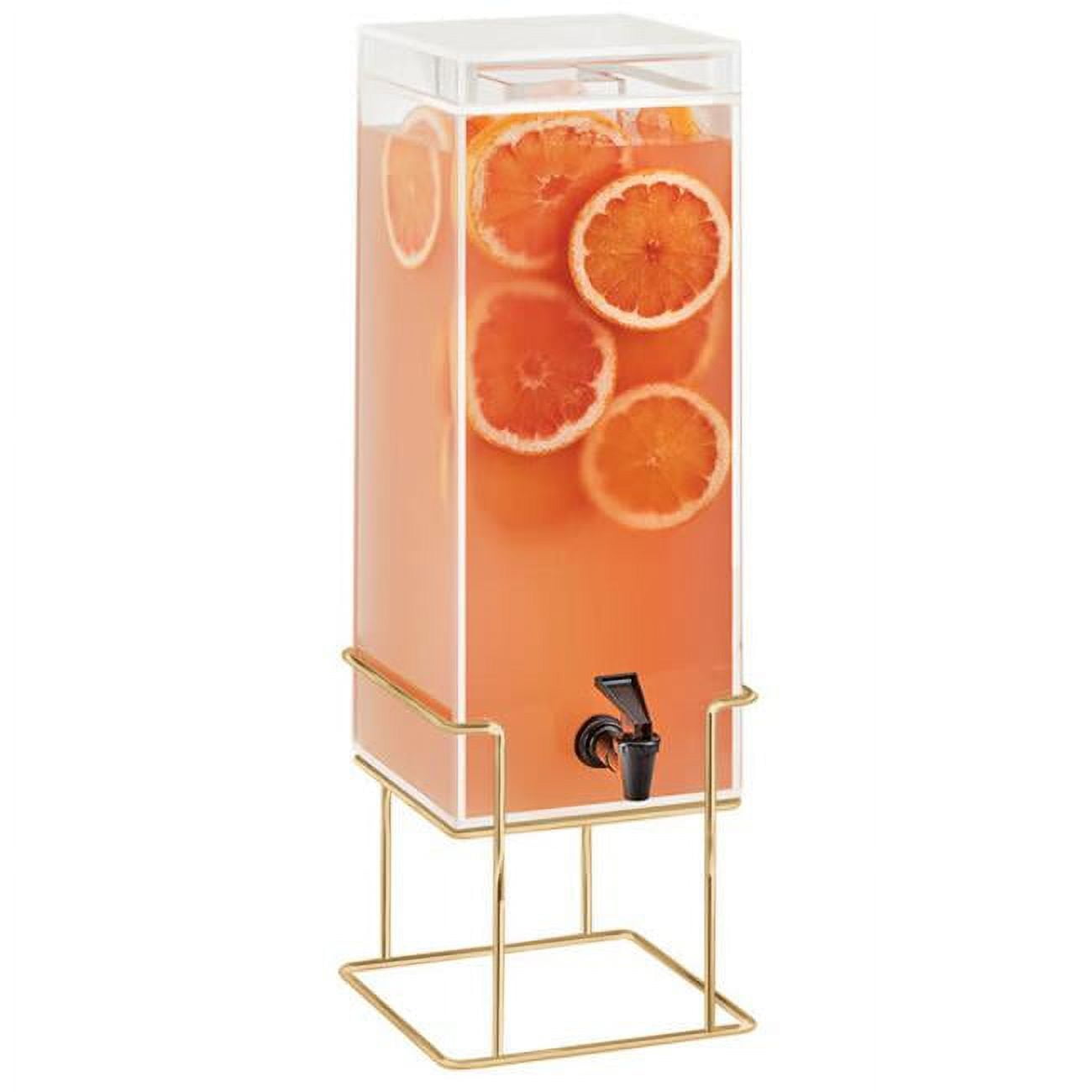 22002-3inf-46 Mid Century 3 Gal Square Beverage Dispenser With Infusion Chamber & Brass Wire Base - 8.125 X 9.75 X 25.75 In.
