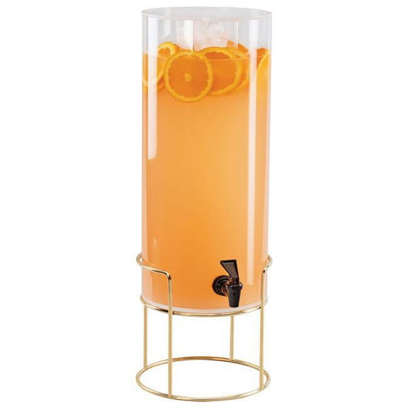 22005-3-46 3 Gal Round Beverage Dispenser With Ice Chamber - Metal Base, Brass - 8.125 X 9.75 X 25.75 In.
