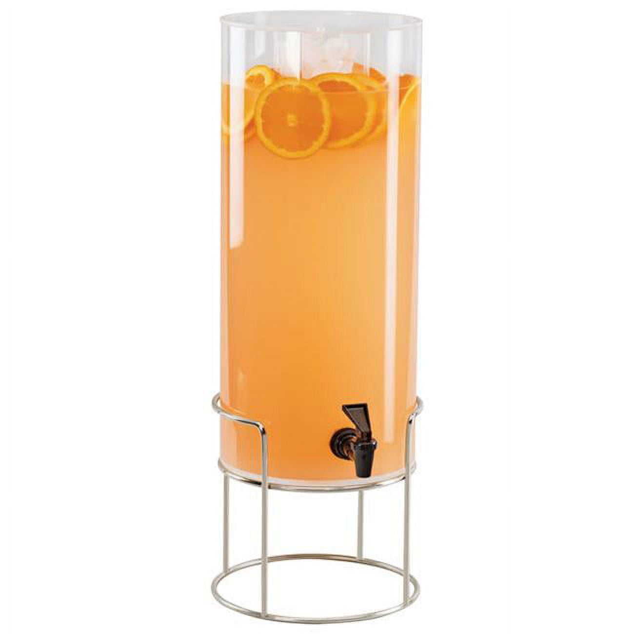 22005-3-49 3 Gal Round Beverage Dispenser With Ice Chamber - Metal Base, Chrome - 8.125 X 9.75 X 25.75 In.