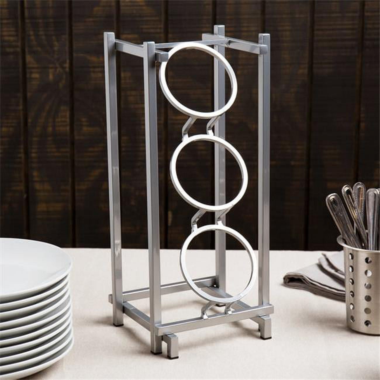 1134-74 One By One 3 Compartment Metal Silverware Holder, Silver - 7.5 X 6.5 X 17.375 In.