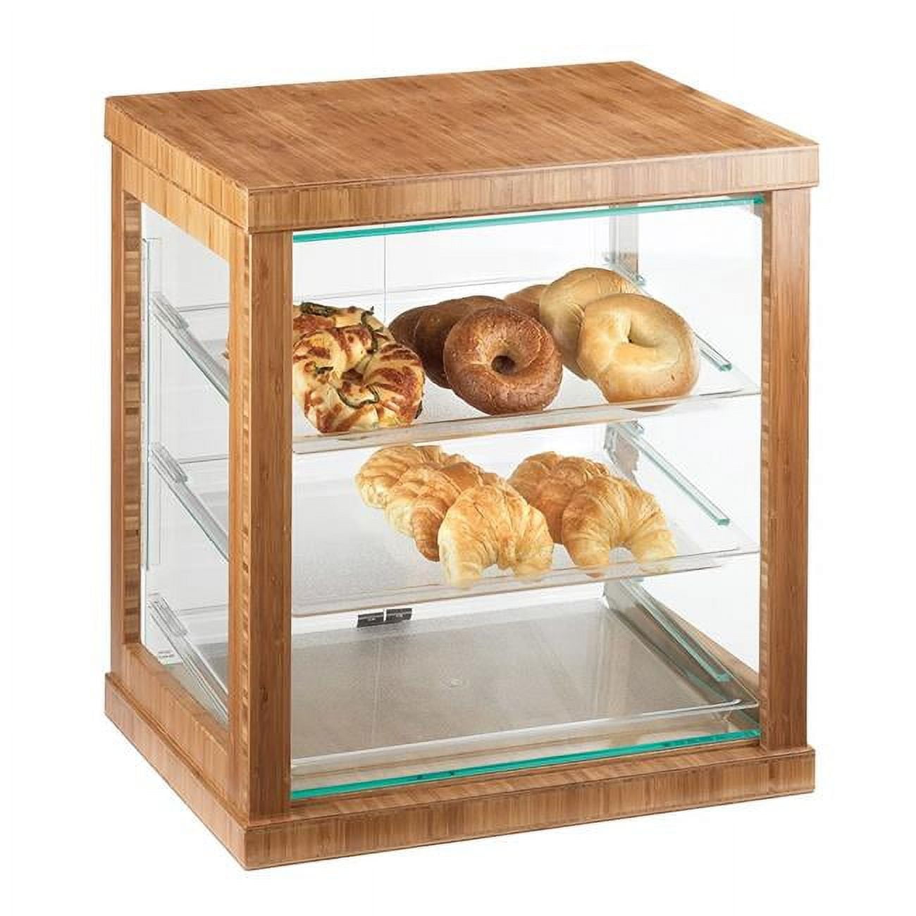 284-60 3-tier Bamboo Display Case With Rear Doors - 21 X 16.25 X 22.5 In.