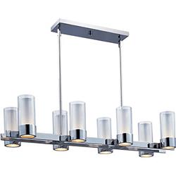 60-6461 36 In. & 7 In. 8-light Chrome Hanging Industrial Kitchen Island Chandelier By Satco Glass Shades, Clear