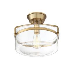 M60011nb Semi Flush - Clear Glass Shade With Natural Brass
