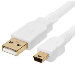 CMPLE 759-N USB 2.0 A Male To Mini B Male 5-Pin Gold-Plated Cable - 6 ft. - White CMPLE 759-N USB 2.0 A Male To Mini B Male 5-Pin Gold-Plated Cable - 6 ft. - White