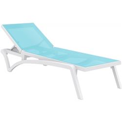 Isp089-whi-trq Pacific Sling Chaise Lounge White Frame & Turquoise Sling - Set Of 2