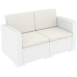 Isp832-wh Monaco Resin Patio Loveseat, White With Cushion