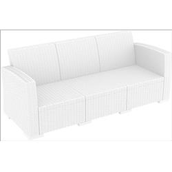 Isp833-wh Monaco Resin Patio Sofa, White With Cushion