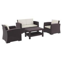 Isp835-br Monaco Resin Patio Seating Set, 4 Person - 4 Piece Brown With Cushion