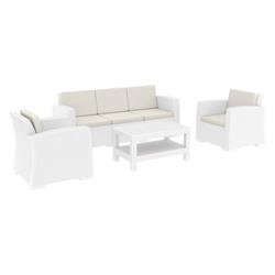 Monaco Resin Patio Seating Set, 5 Person - 4 Piece White With Cushion