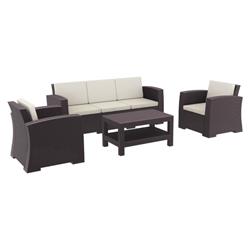 Monaco Resin Patio Seating Set, 5 Person - 4 Piece Brown With Cushion