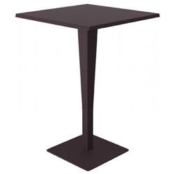 Isp888-br 27.5 In. Riva Werzalit Top Square Bar Height Table, Brown